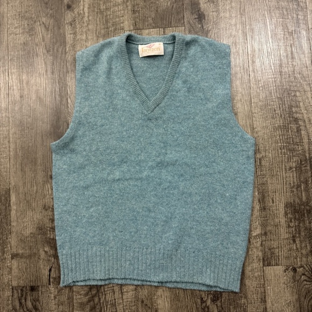 Vintage Jantzen Wool Sweater‎ Vest Light Blue